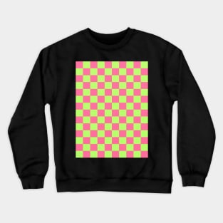 Pink and Green Checkered Pattern Crewneck Sweatshirt